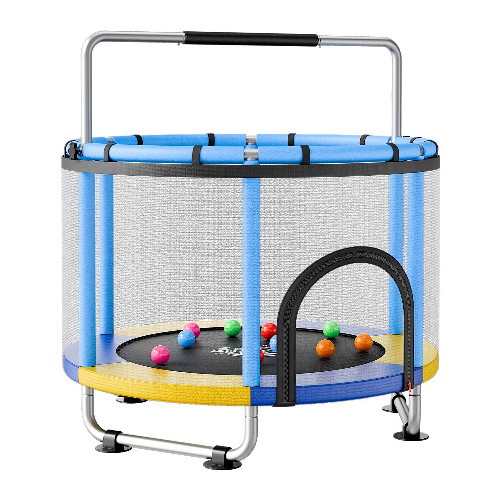 Alt View 5. VEVOR - 60" Trampoline for Kids, 5 FT Toddler Mini Trampoline, 132 lbs Indoor Outdoor Play Toys with Enclosure Net - Blue.