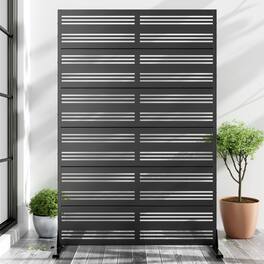 PexFix - 72 in. x 47 in. Harold Pattern Metal Outdoor Privacy Screen & Panels, Freestanding Garden Divider Fence - Black