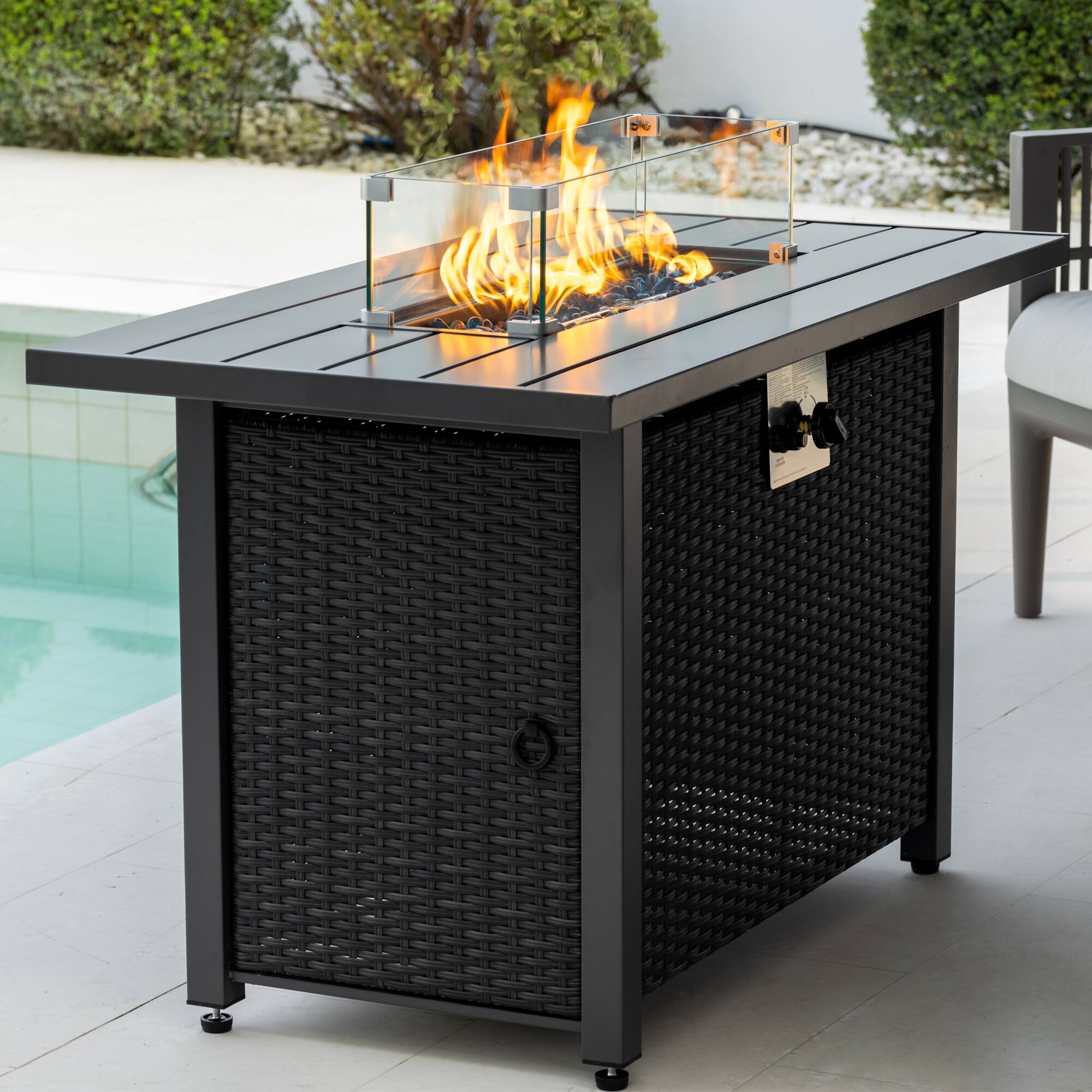 Angle. Werph - Werph 43 In Gas Fire Pits Table - Black.