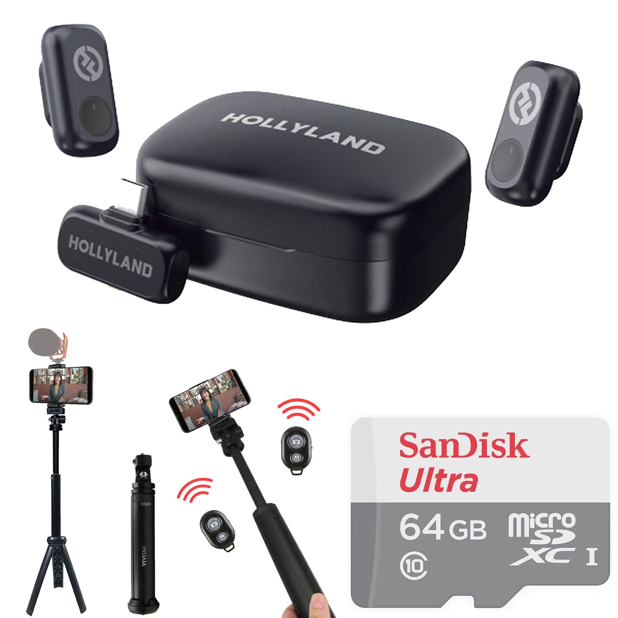 HOLLYLAND - LARK A1 Duo Wireless Lavalier Mic System w/ USB-C Connector Video Kit - Black