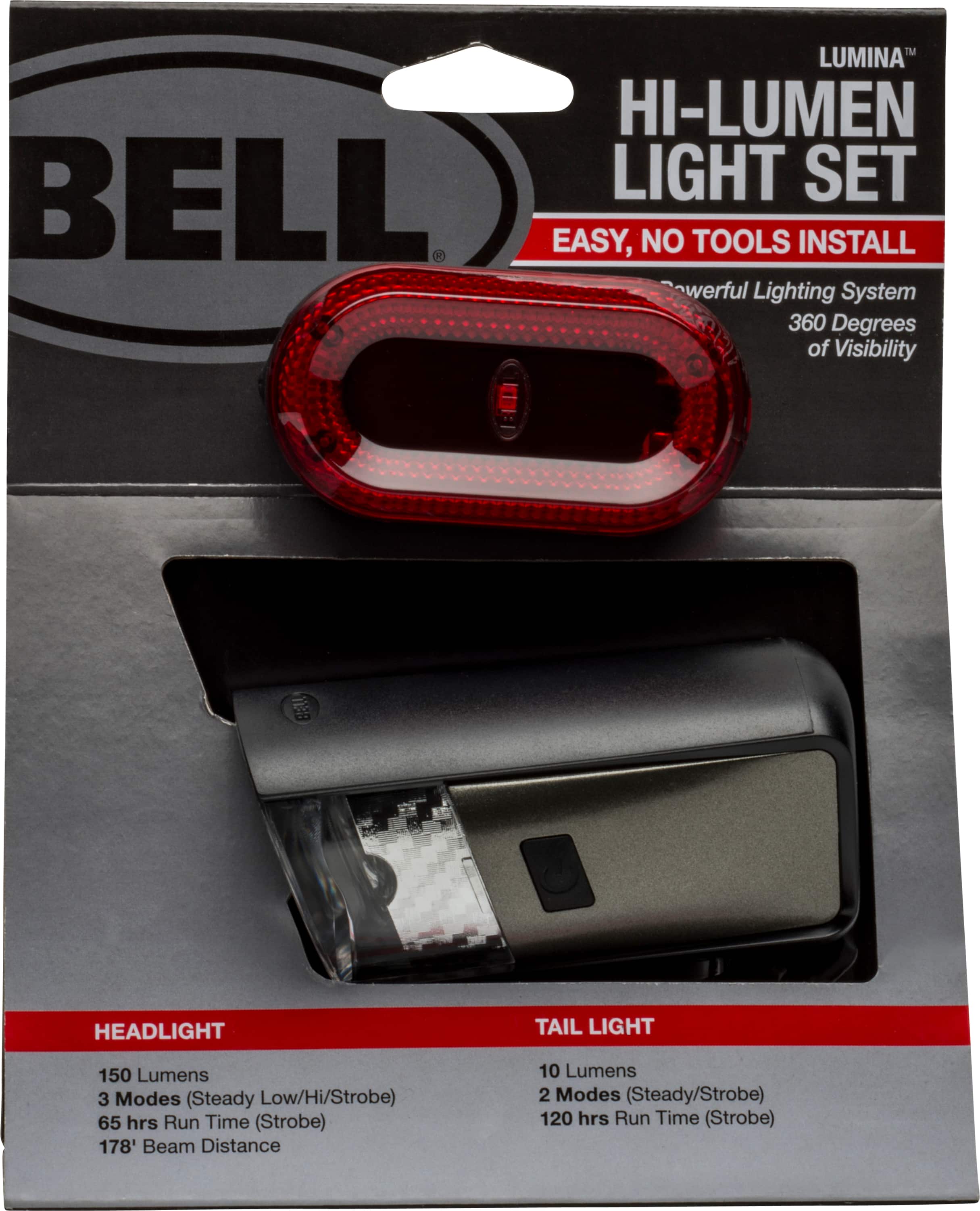 Front Zoom. Bell - Lumina Hi-Lumen Light Set for Bike and Scooter - Black.