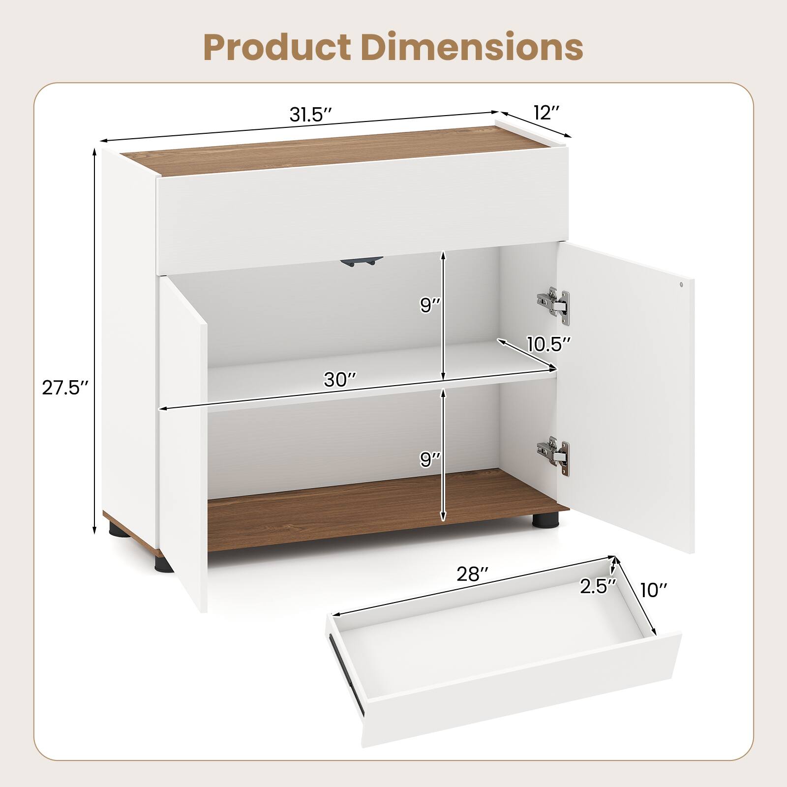 Product Dimensions: 31.5" x 12" x 9" . 10.5" x 27.5" x 30" x 9" x 28" x 2.5" x 10"