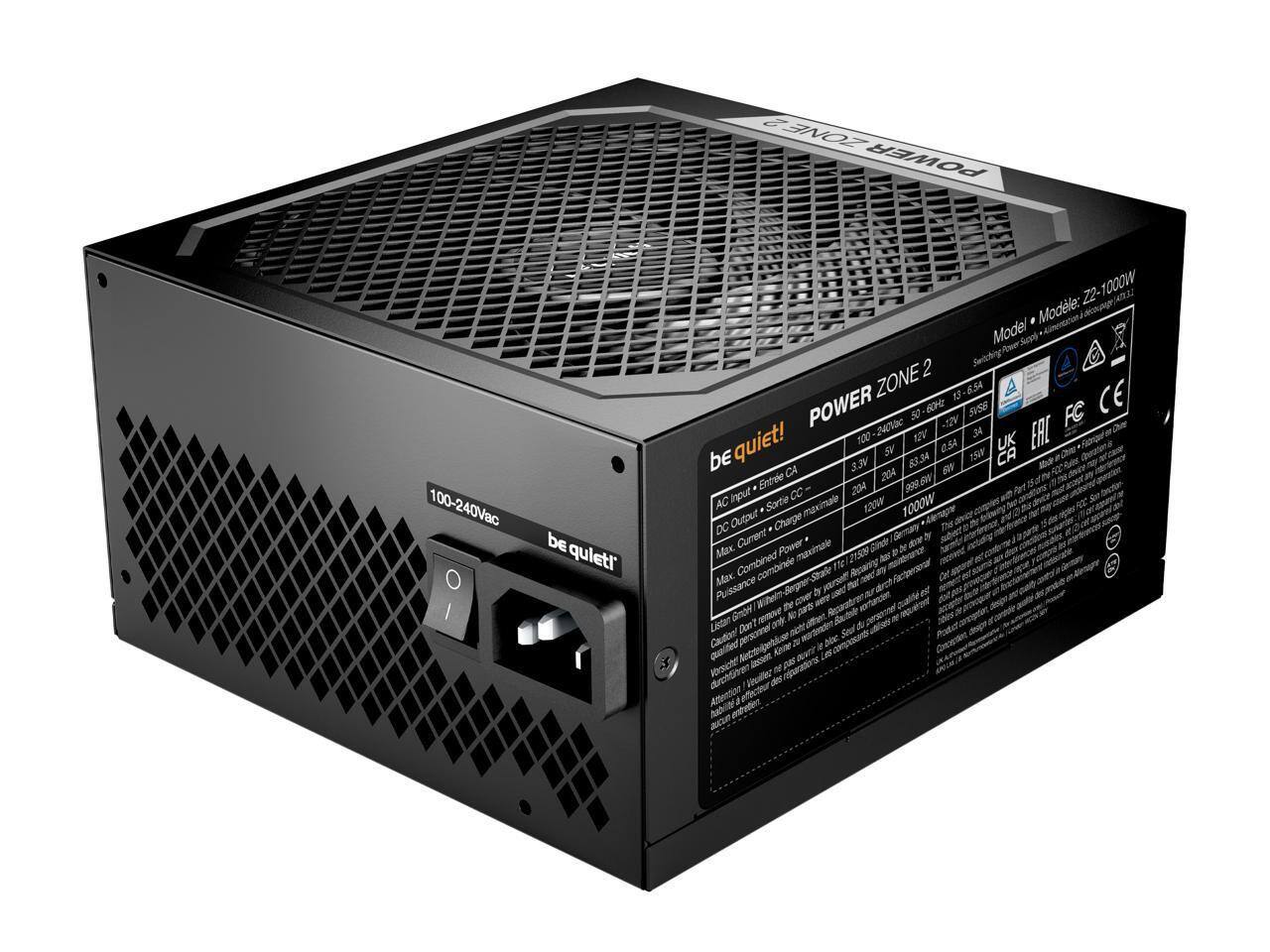 E3NOZ POWER 100-240Vac  
be quiet!  
Z2-1000W  
Model: Z2-1000W  
Selecting ZONE 13  
6.54 CE  
POWER 24700 50 60Hz  
S2V  
SuS6  
FC  
100 U2V  
S EFC  
quiet!  
054 UK  
bE 83.3A  
1S CA  
CA  
3.3V  
ON  
Entre 20A  
Sangae  
254  
Input CC AC  
Sortie maxinale 12OW  
1000W  
42  
Output Charge lrp  
De anCr  
T av DC  
Bemany  
nhinotni  
Cumrent Power  
maunale  
Side N de Mex  
21508  
Combined combine  
Stal the Recarin  
Fachpersonal  
Oe Mec  
prsetf  
Puissance  
Wet-Segnn  
ce by  
AU d qualty  
otp noH  
t b Acuato  
Listan  
DunT  
remoe