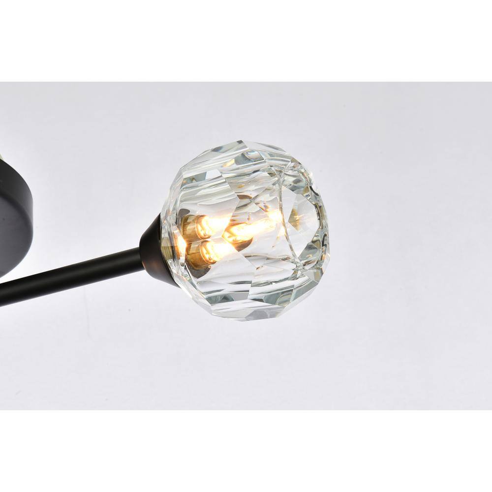 Alt View 2. Elegant Lighting - Zayne 3 Light Flush Mount in Black - Black And Clear.