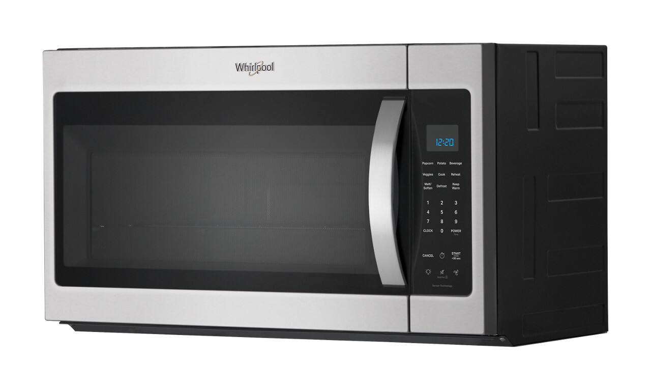 Whirlpool 12:20 Popcorn Potato Beverage Veggies Cook Reheat Defrost Soften Warm 1 2 3 4 5 6 7 8 9 CLOCK 0 POWER CANCEL START
