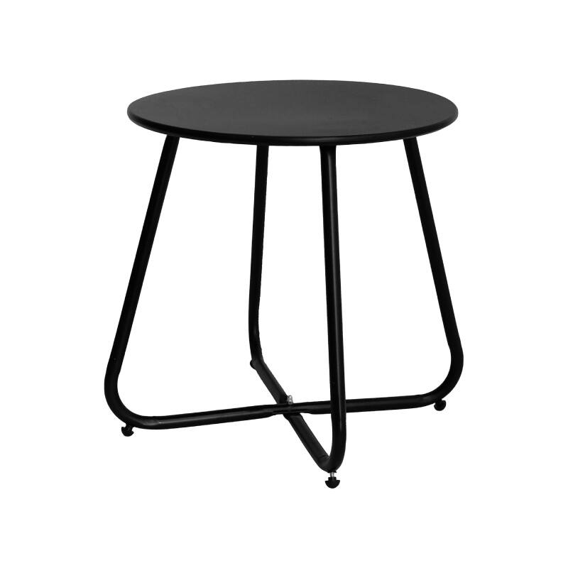 Lent Glitter Wood - ROUND ALLOY STEEL OUTDOOR ACCENT TABLE - Black