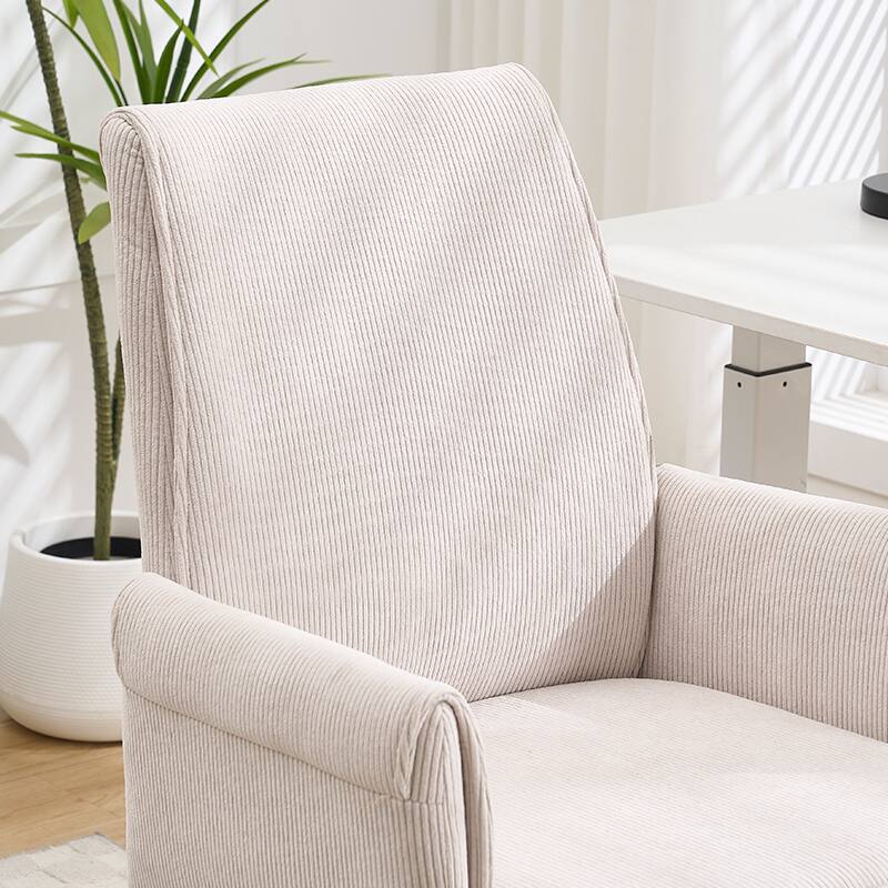 Alt View 2. Forest'nSky - White Mid-Back Liftable Office Chair, Ergonomic Striped Fabric Desk Chair for Work & Study - White.