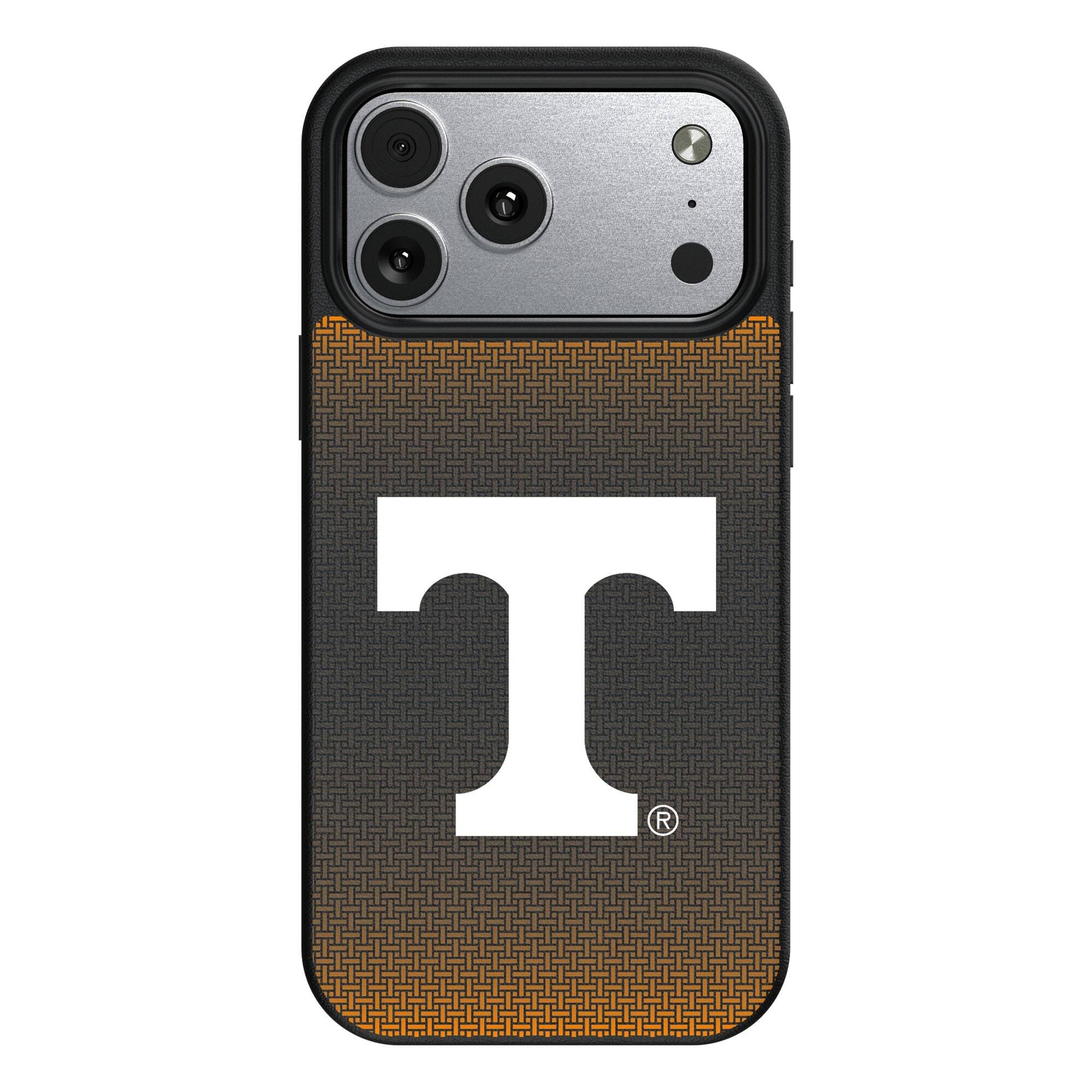 Front. Keyscaper - Tennessee Volunteers Linen Logo iPhone Magnetic Bump Case - 15 - Black.