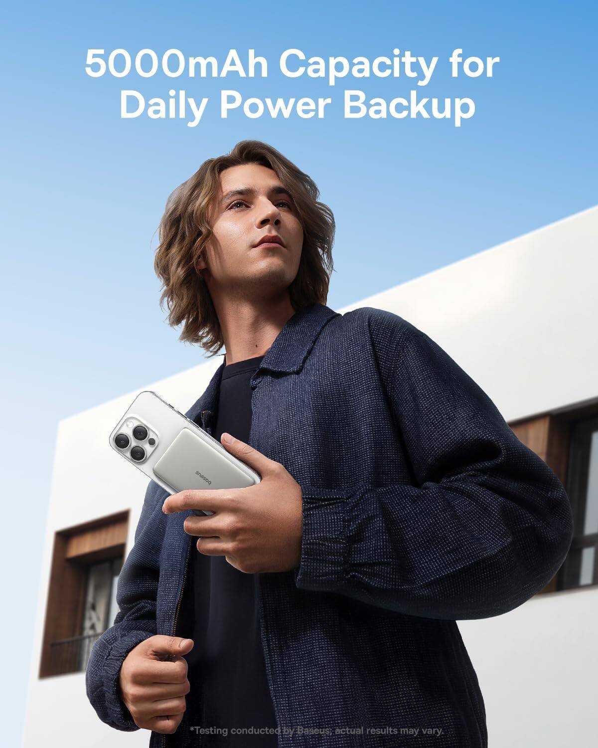 5000mAh Capacity for Daily Power Backup
Testing conducted by Baseus: actual results may vary.
