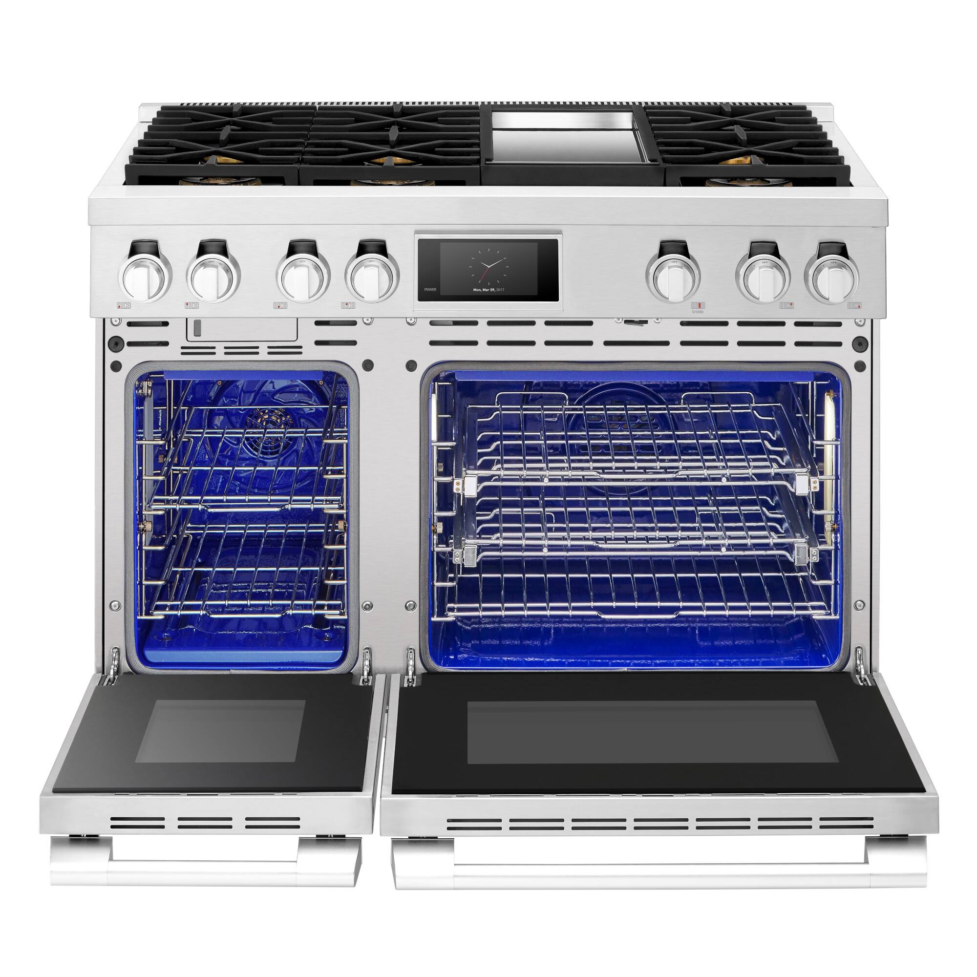 Alt View 10. SKS - Pro 48-inch 7.9 Cu. Ft. Freestanding Smart Dual Fuel Convection Double Oven Range with Chromium Griddle, 6 Burners - Stainless Steel.
