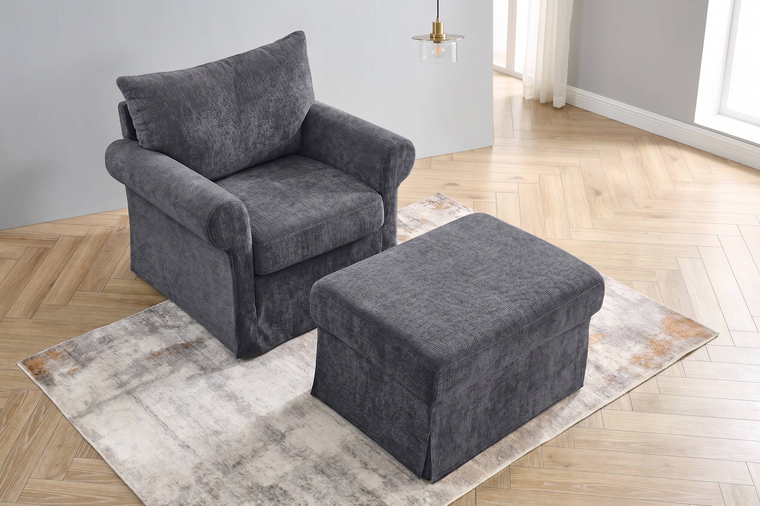 Alt View 10. Forest'nSky - 37.5" Accent Chair Stylish Single Sofa Chair with Ottoman  for Living Room,Grey - Grey.