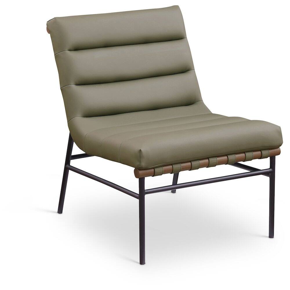 Front. Meridian Furniture - Burke Olive Vegan Leather Accent Chair - Green.