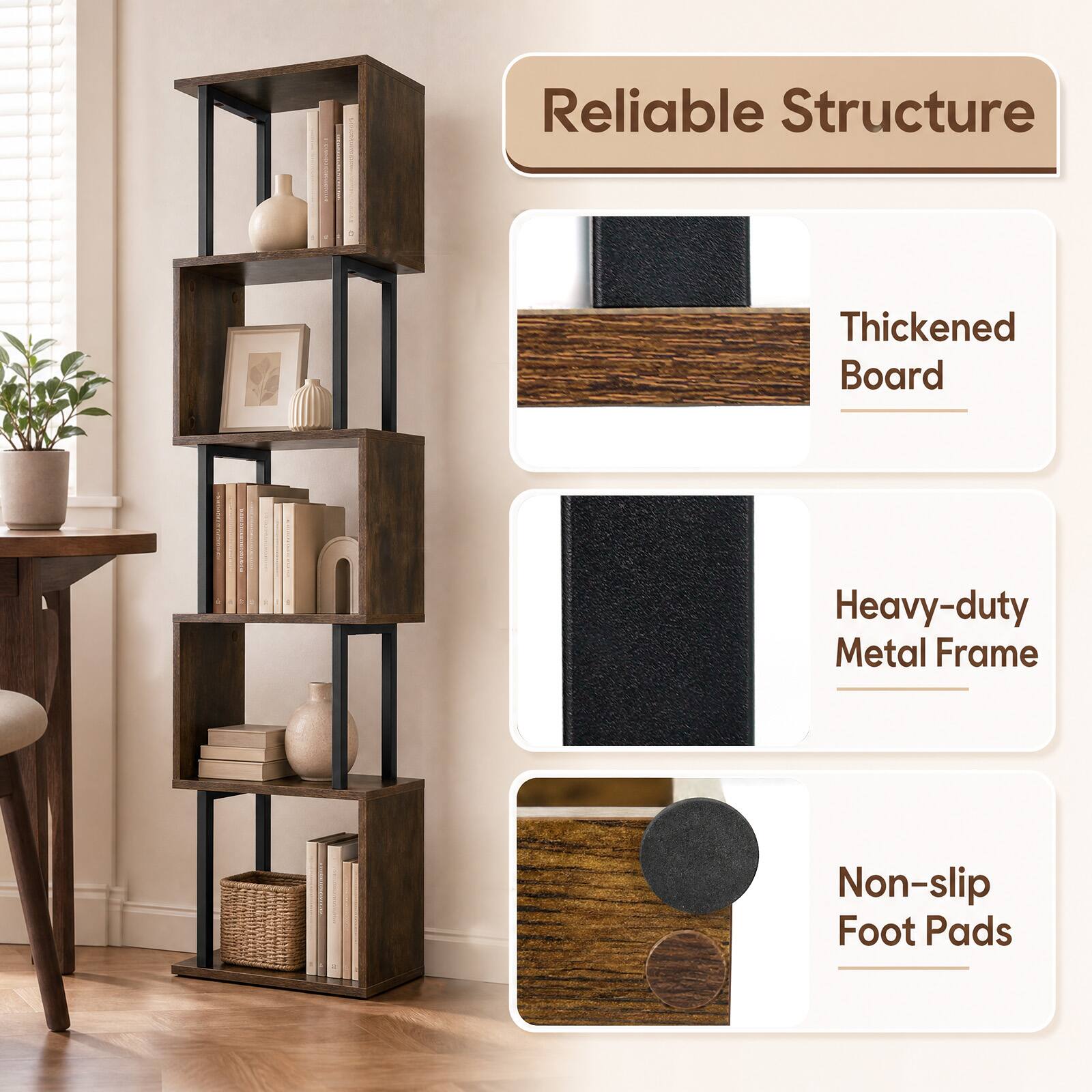 Reliable Structure  
Thickened Board  
Heavy-duty Metal Frame  
Non-slip Foot Pads