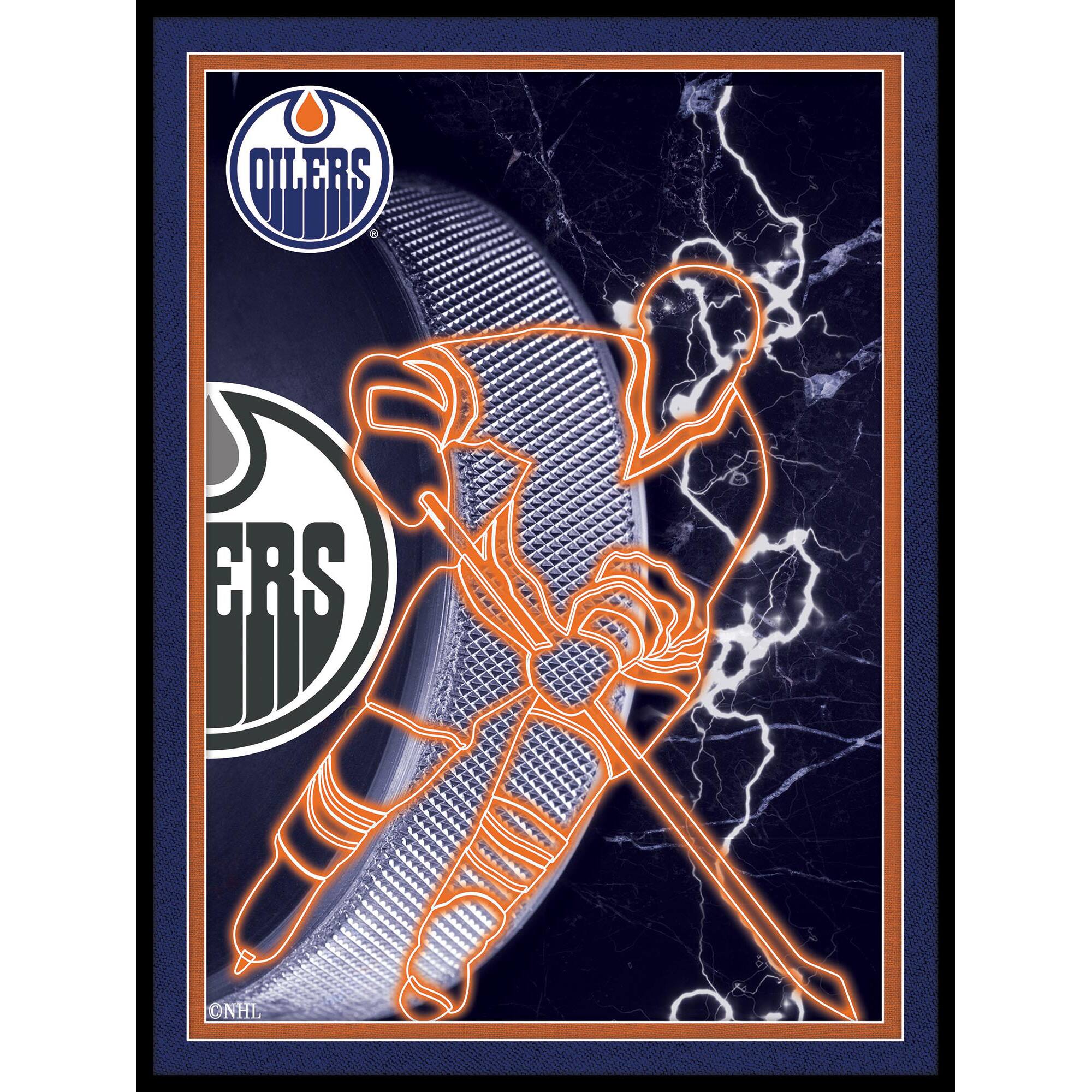 Black Edmonton Oilers 12'' x 16'' Framed Neon Player Print
