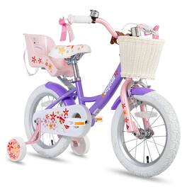 JOYSTAR - Unicorn 12 Inch Kids Bike for Girls Ages 2-4, Toddler Bicycles with Training Wheels & Basket, Doll Seat - Purple