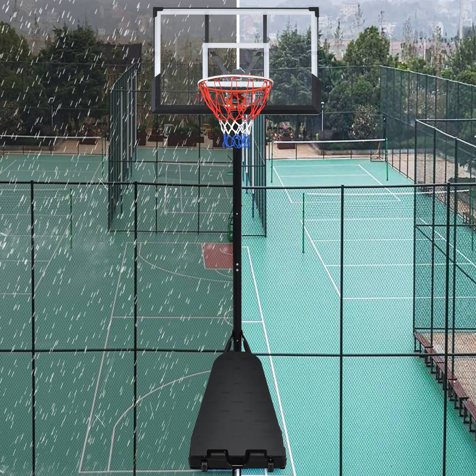 Alt View 5. ELEMENT ACE - Adjustable Height Basketball Hoop System 8-10ft for Youth & Adults with LED Lights - Black.