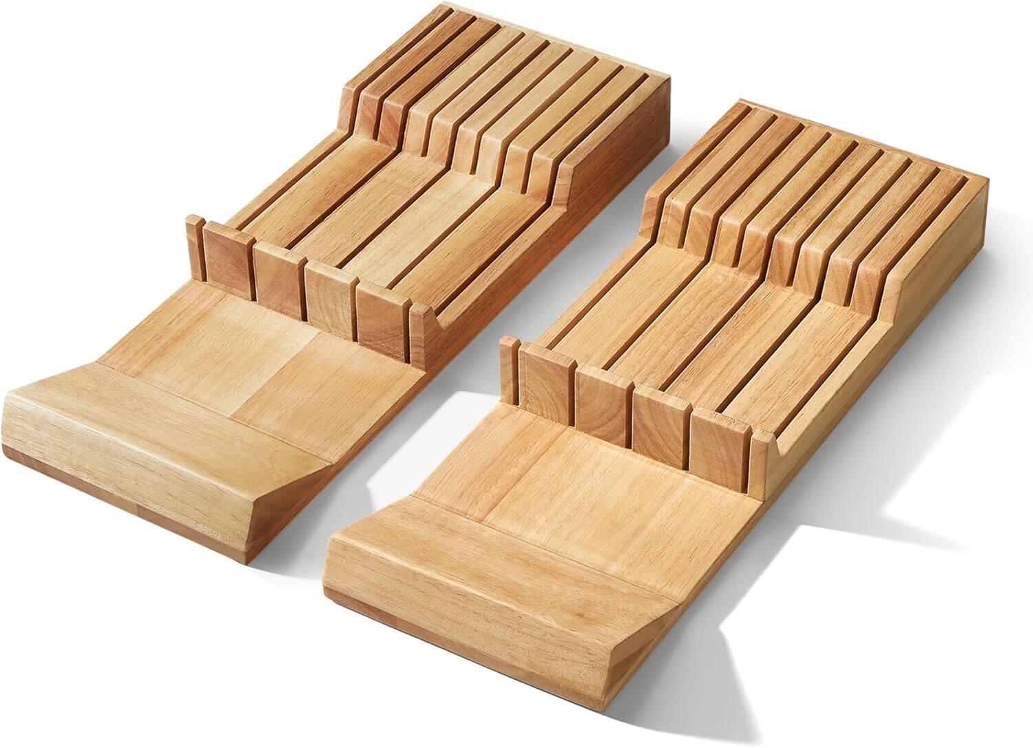 Front. Cook N Home - 18-Slot In-Drawer Wood Kitchen Knife Cutlery Holder, Holds up to 18 Knives (Not Included), Yellow (2-Pieces 9-Slot) - WOOD.