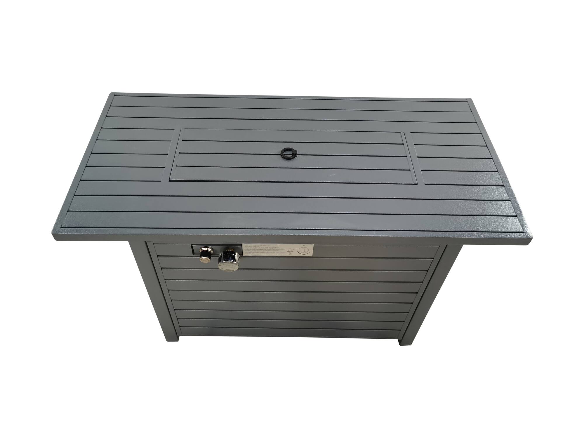 Alt View 1. Spaco - 11'' H x 42'' L Steel Propane Outdoor Fire Pit Table with Lid - Gray.