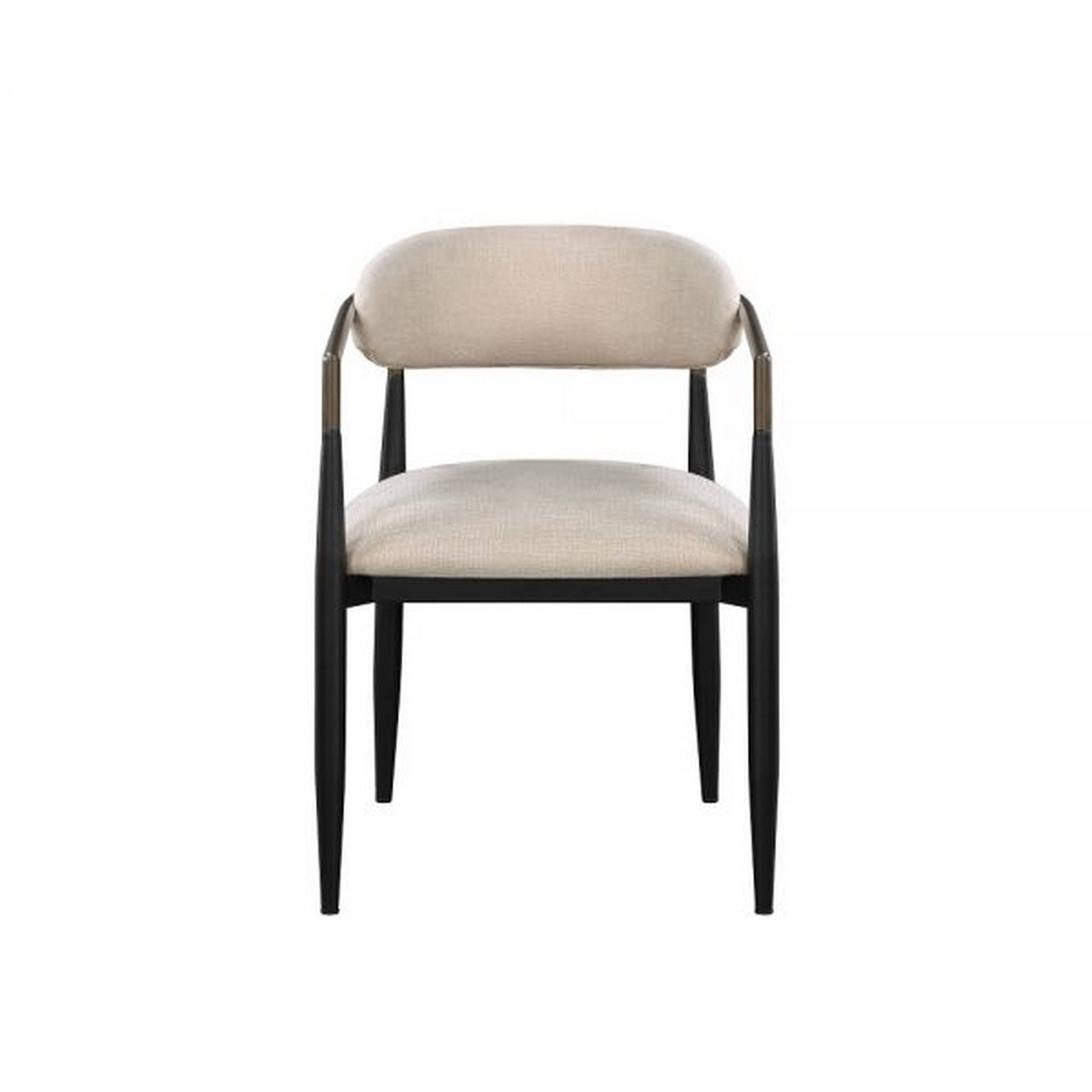 Alt View 1. Manhattan Lane - Jerry 23 Inch Dining Chair, Set of 2, Fabric Upholstered - Beige, Black.