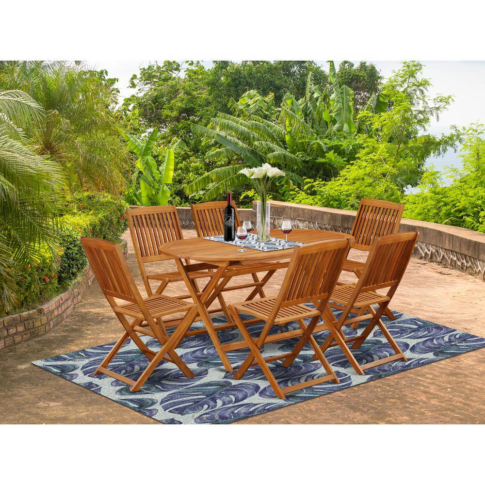 Back. East West Furniture - Wooden Patio Set Natural Oil - Brown.