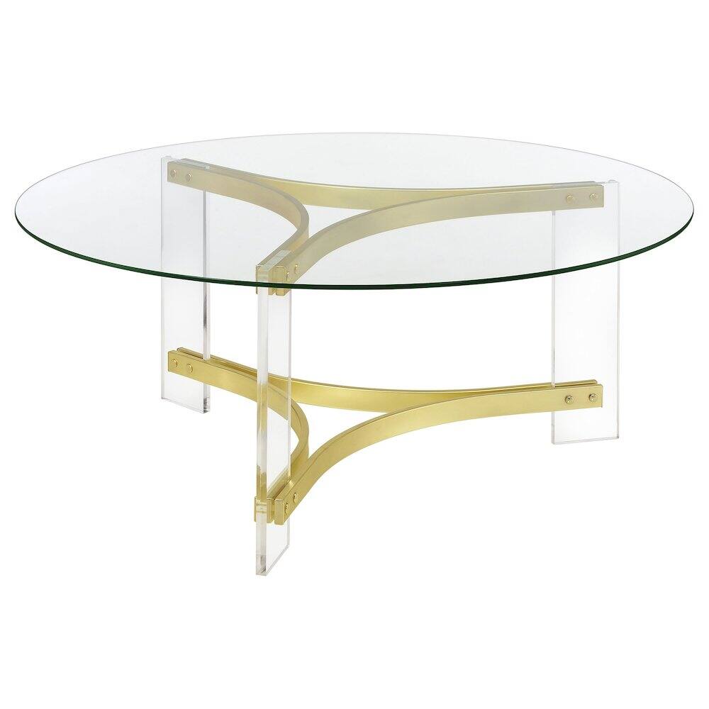 Alt View 3. Coaster Co. of America - Janessa 3-piece Acrylic Coffee and End Table Set Matte Brass - Clear.