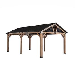 Mondawe - 12x20 ft. Cedar Wood Gazebo with Galvanized Steel Gable Roof - Natural Wood