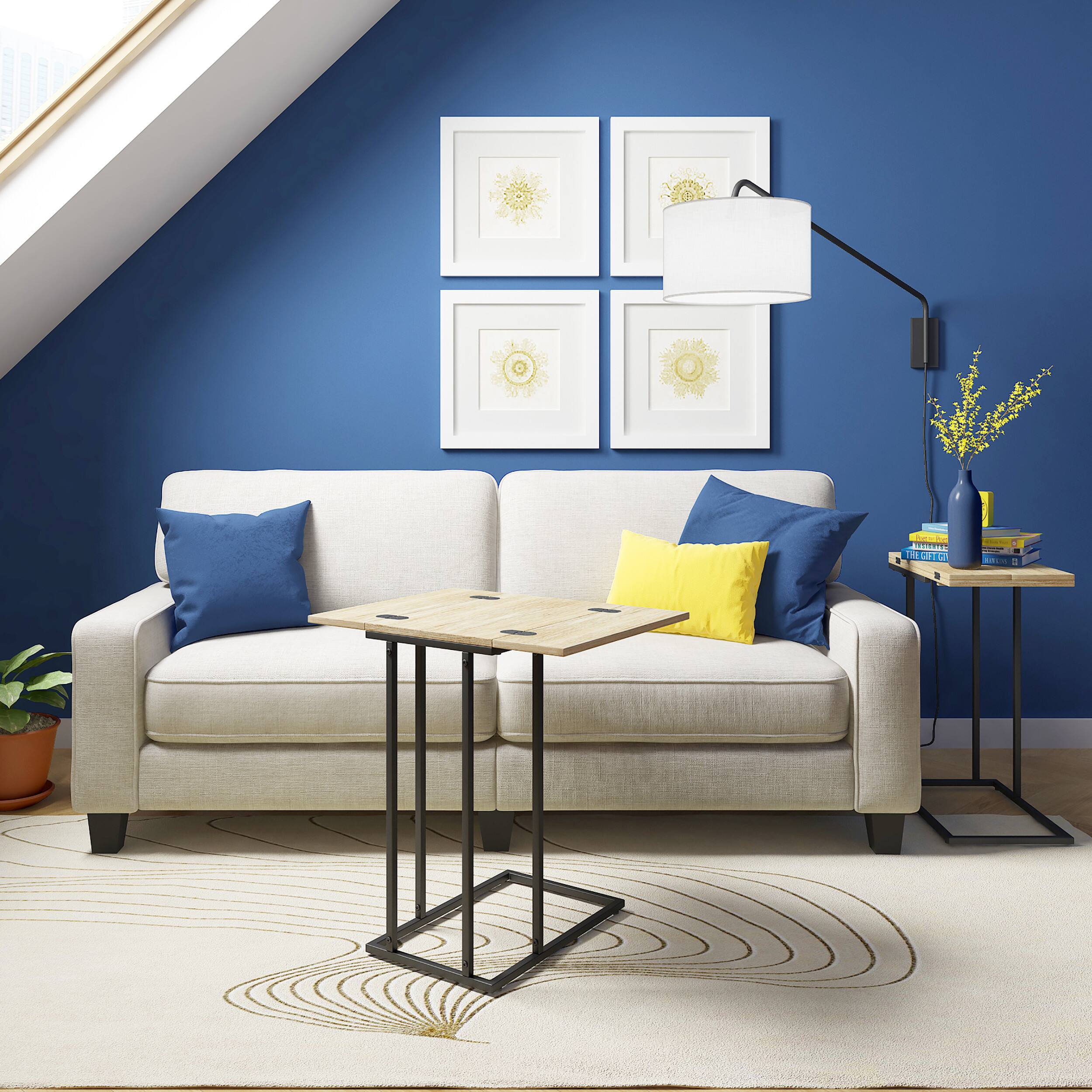 Angle. Serta - Harton Rustic Expandable C Side Table - Natural Wood.