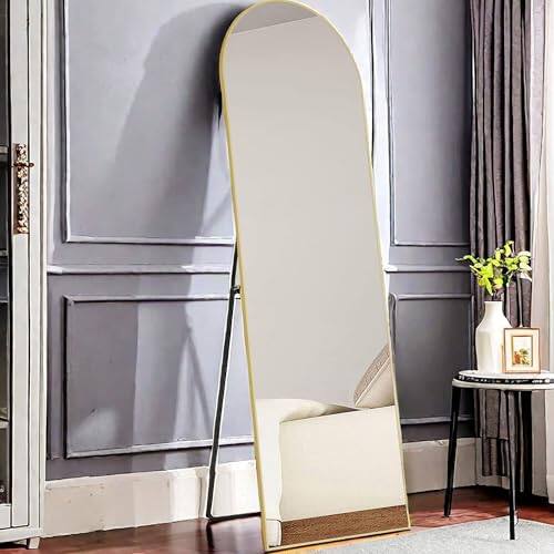 Comfort Essence - Full Length Mirror - 59"x16" Aluminum Alloy Floor Standing Or Wall Hanging For Bedroom Living Room Dressi - 59in-arched-gold
