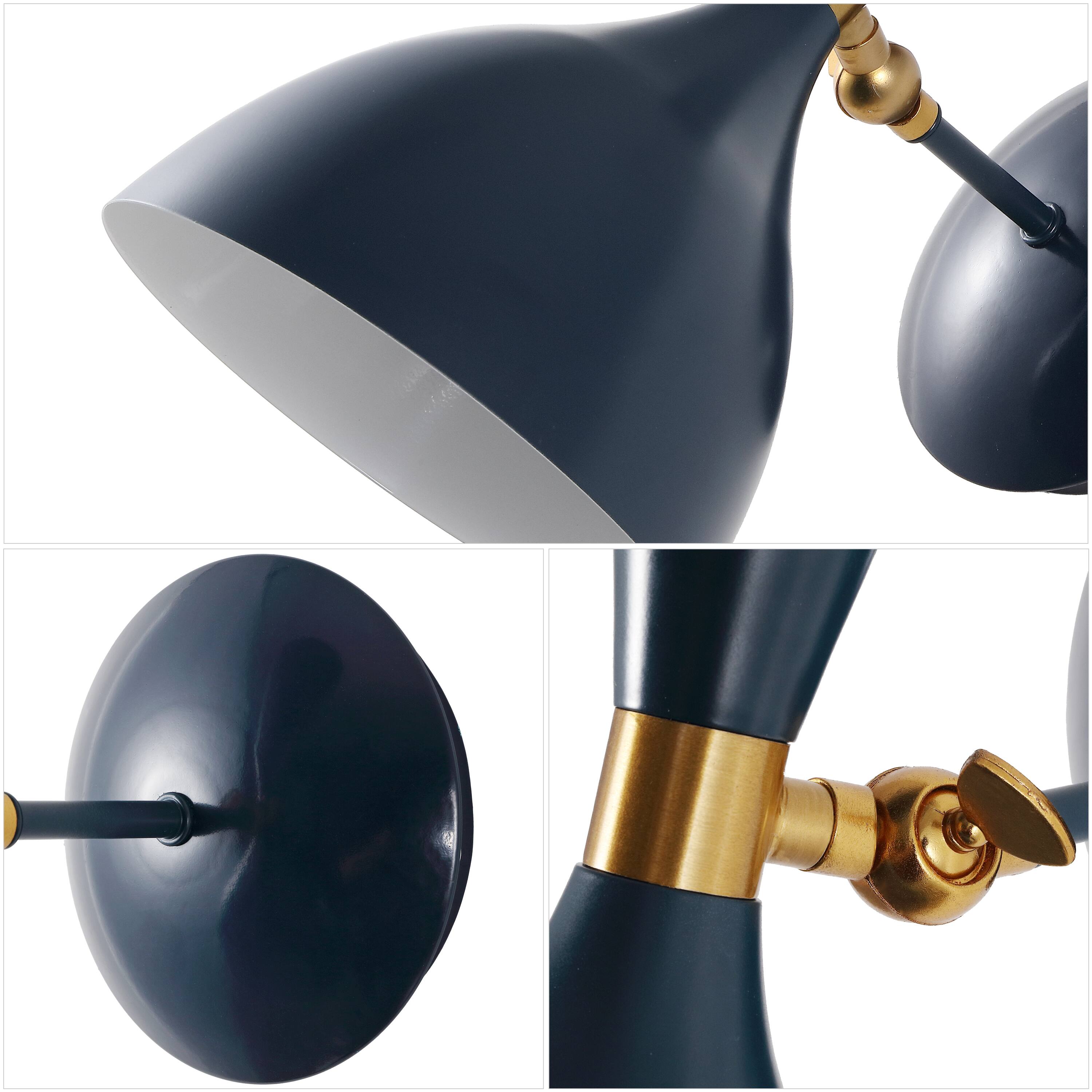 Alt View 6. Jonathan Y - Josef 10" Adjustable Iron Retro LED Wall Sconce, Navy - Navy/Brass Gold.