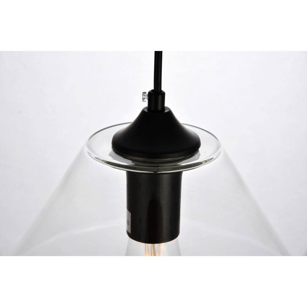 Left. Living District - Placido Collection Pendant D9.4 H10.8 Lt:1 Black and Clear Finish - Black And Clear.