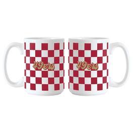 Logo Brands - San Francisco 49ers 2-Pack 15oz. Checkered Wordmark Mug Set - Multicolor