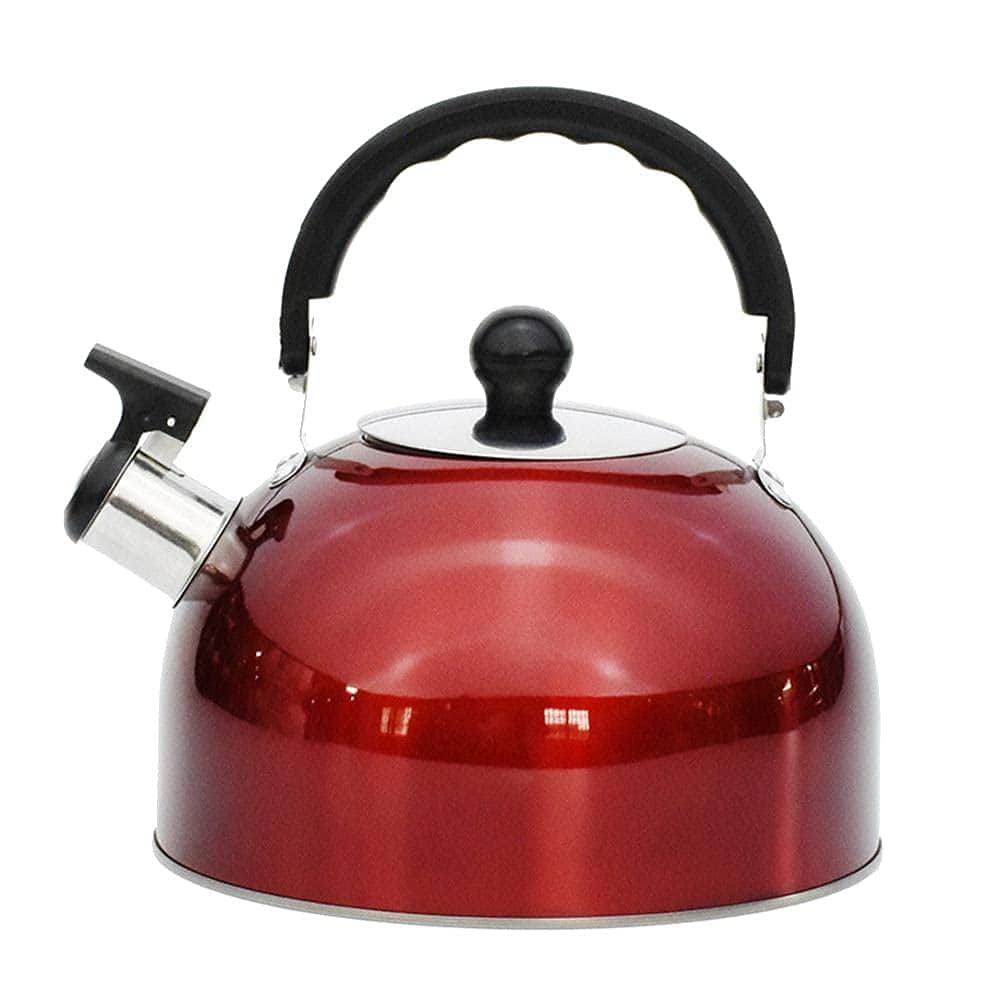 Dapper Styles - Camping Kettle Stainless Steel Whistling Teapot Coffee Pot Indoor Outdoor Hiking Picnic Bottle Lightweight - Red