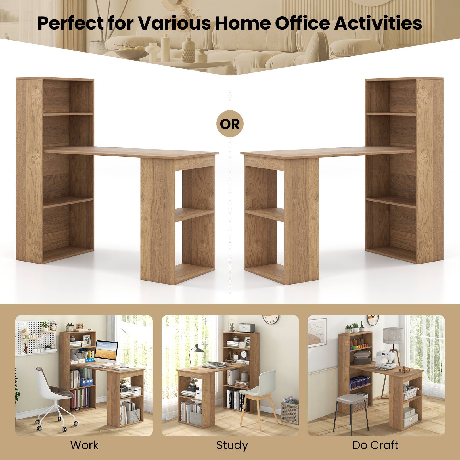 Perfect for Various Home Office Activities
OR
Work
Study
Do Craft