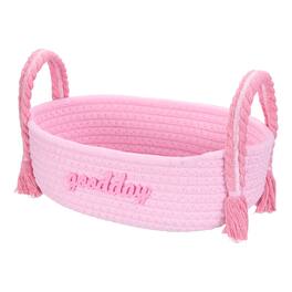 Unique Bargains - Rectangular Rope Basket, 11x5.9x7.1inch Small Woven Basket with Handles for Shelf Storage Home Decor Gift Chest - Pink