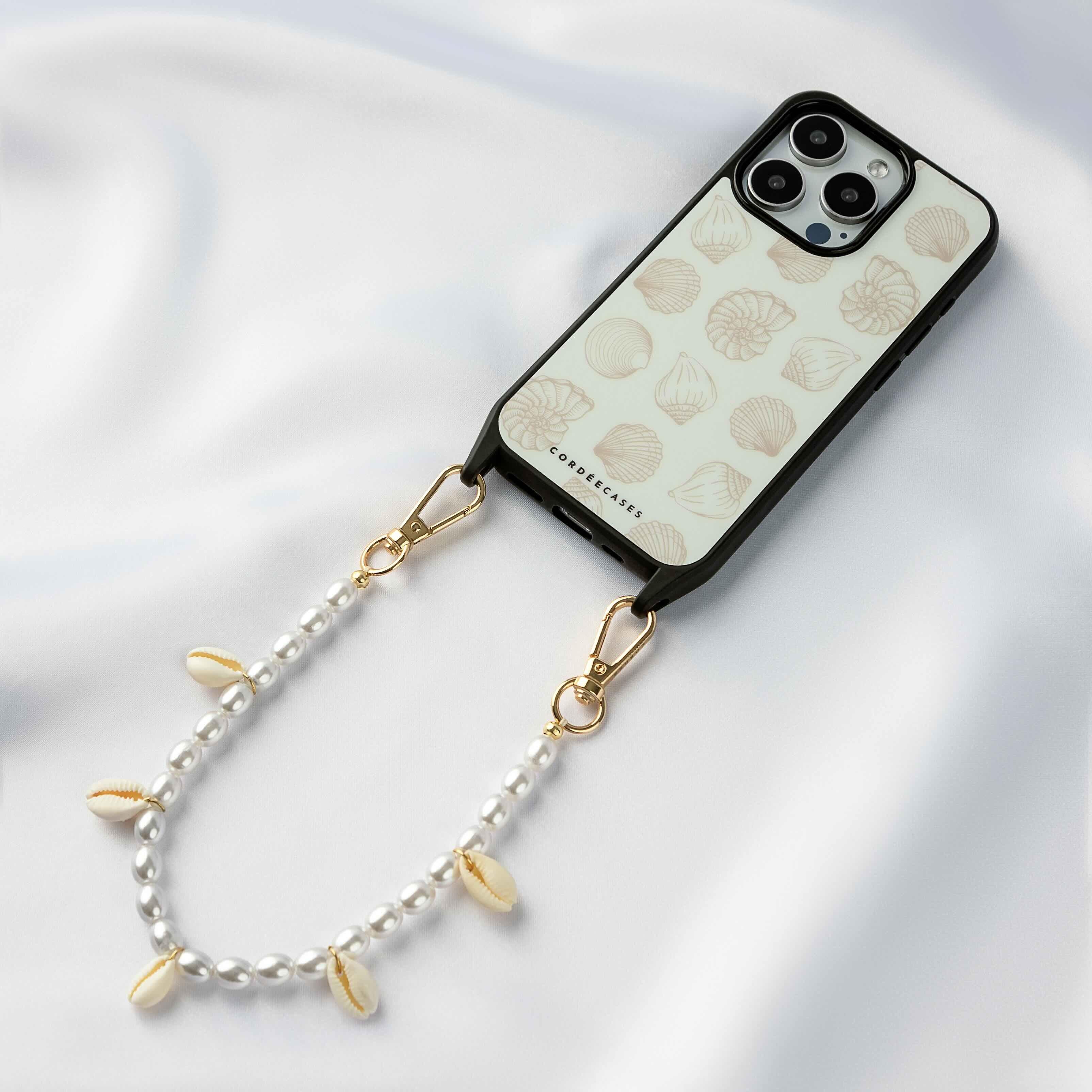 Front. Cordée Cases - Pearl Paradise Phone Chain Set - Beige.
