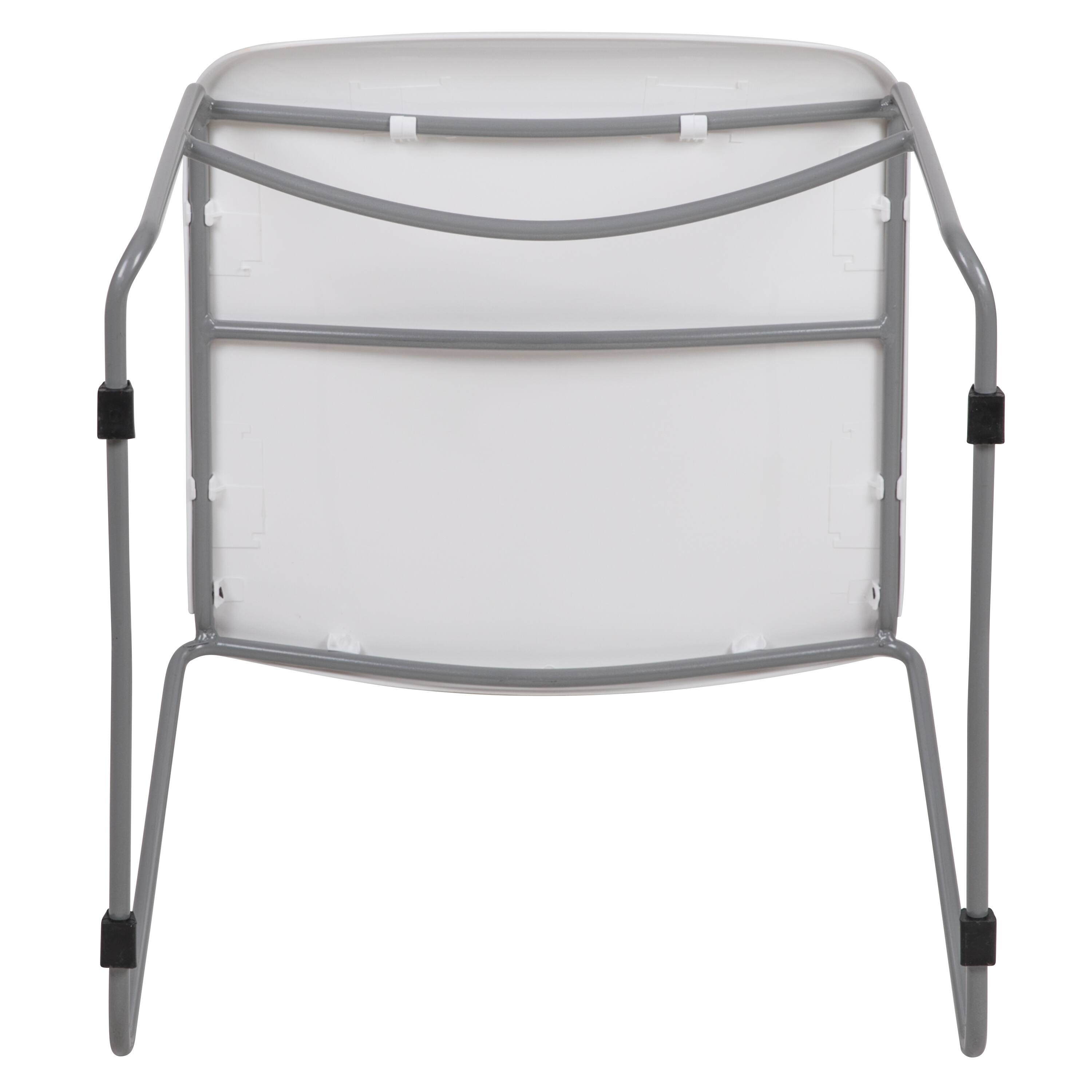Alt View 9. Emma + Oliver - Ultra-Compact School Stack Chair - Office Guest Chair/Student Chair - White Plastic/Silver Frame.