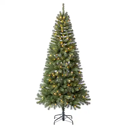 Front. Home Heritage - Home Heritage 7 Foot Brighampton Spruce Artificial Christmas Tree with LED Light - Green.