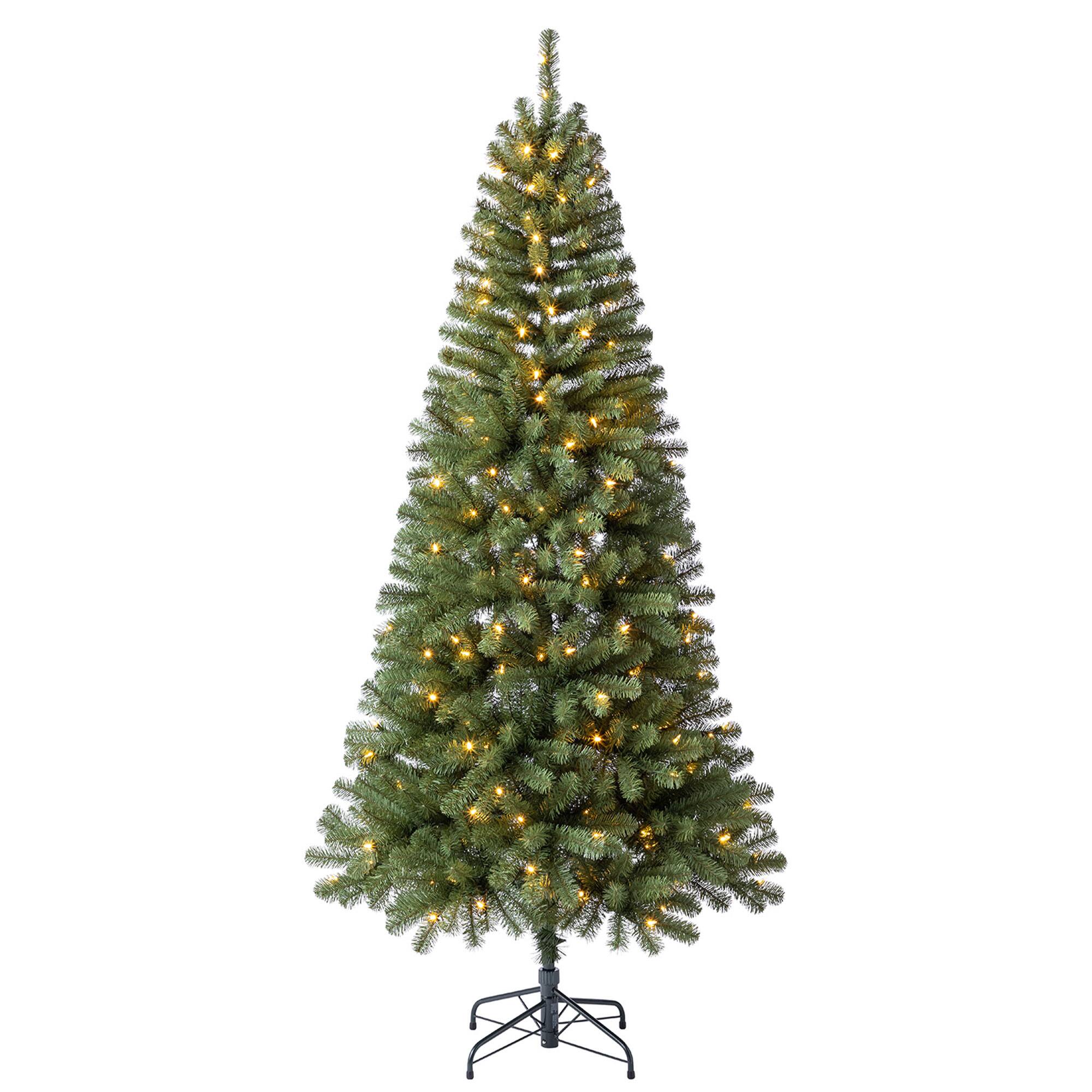 Front. Home Heritage - Home Heritage 7 Foot Brighampton Spruce Artificial Christmas Tree with LED Light - Green.