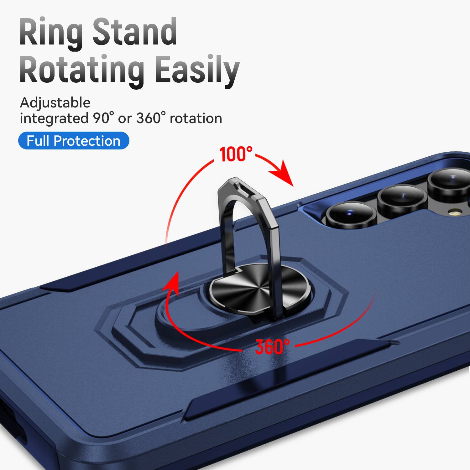 Ring Stand Rotating Easily Adjustable integrated 90° or 360° rotation Full Protection