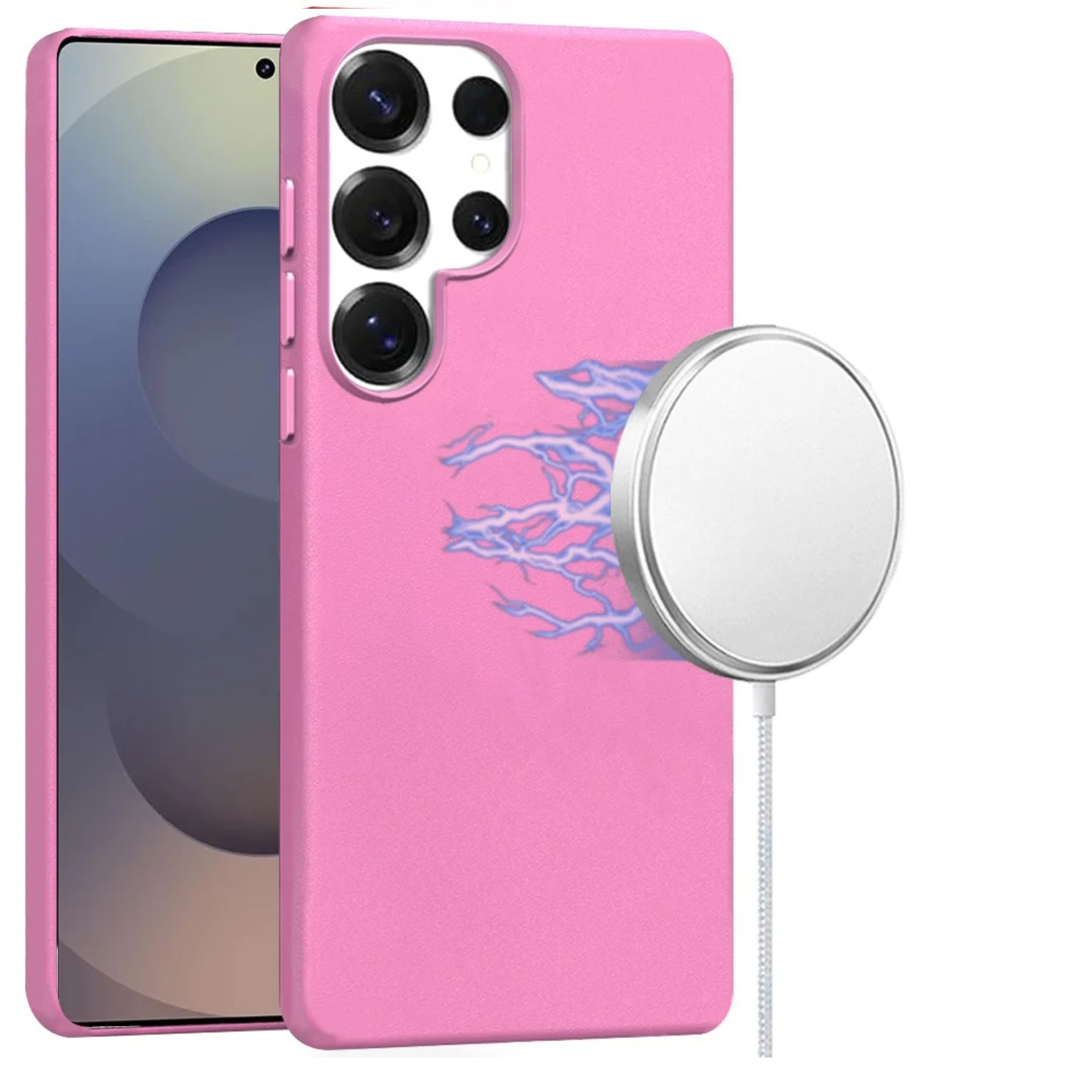 Kitcheniva - Premium PU Leather Hidden Magnetic Circle Case With Tempered Glass For Samsung S25 Ultra - Rose Pink price history on PriceWatchPro