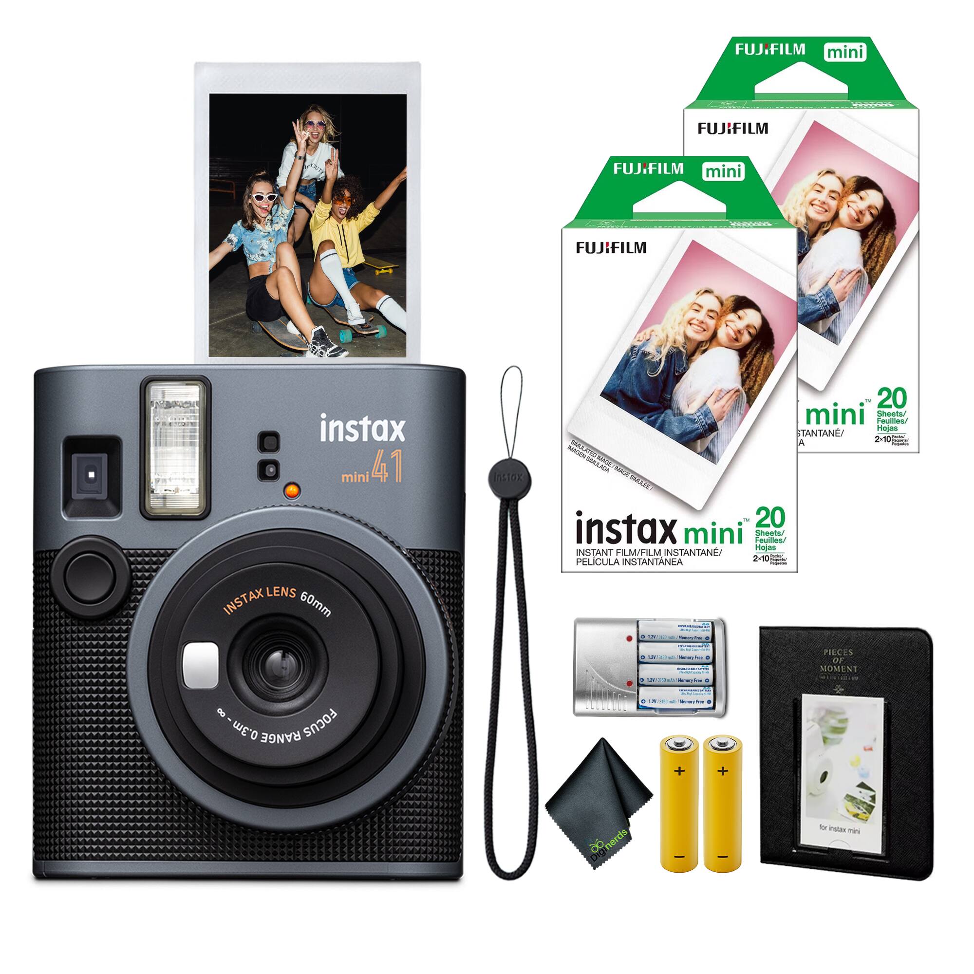 FUJIFILM instax mini 41  
INSTAX LENS 60mm  
FUJIFILM mini 20  
INSTANT FILM/FILM INSTANTANÉ/PELICULA INSTANTANEA  
20 SHEETS  
PIECES MOMENT  
FOR INSTAX mini  
2-10m RANGE FOCUS  
0.3m  
80 ISO  
INSTAX LENS 60mm  
FUJIFILM mini 20  
INSTANT FILM/FILM INSTANTANÉ/PELICULA INSTANTANEA  
20 SHEETS  
PIECES MOMENT  
FOR INSTAX mini  
2-10m RANGE FOCUS  
0.3m  
80 ISO