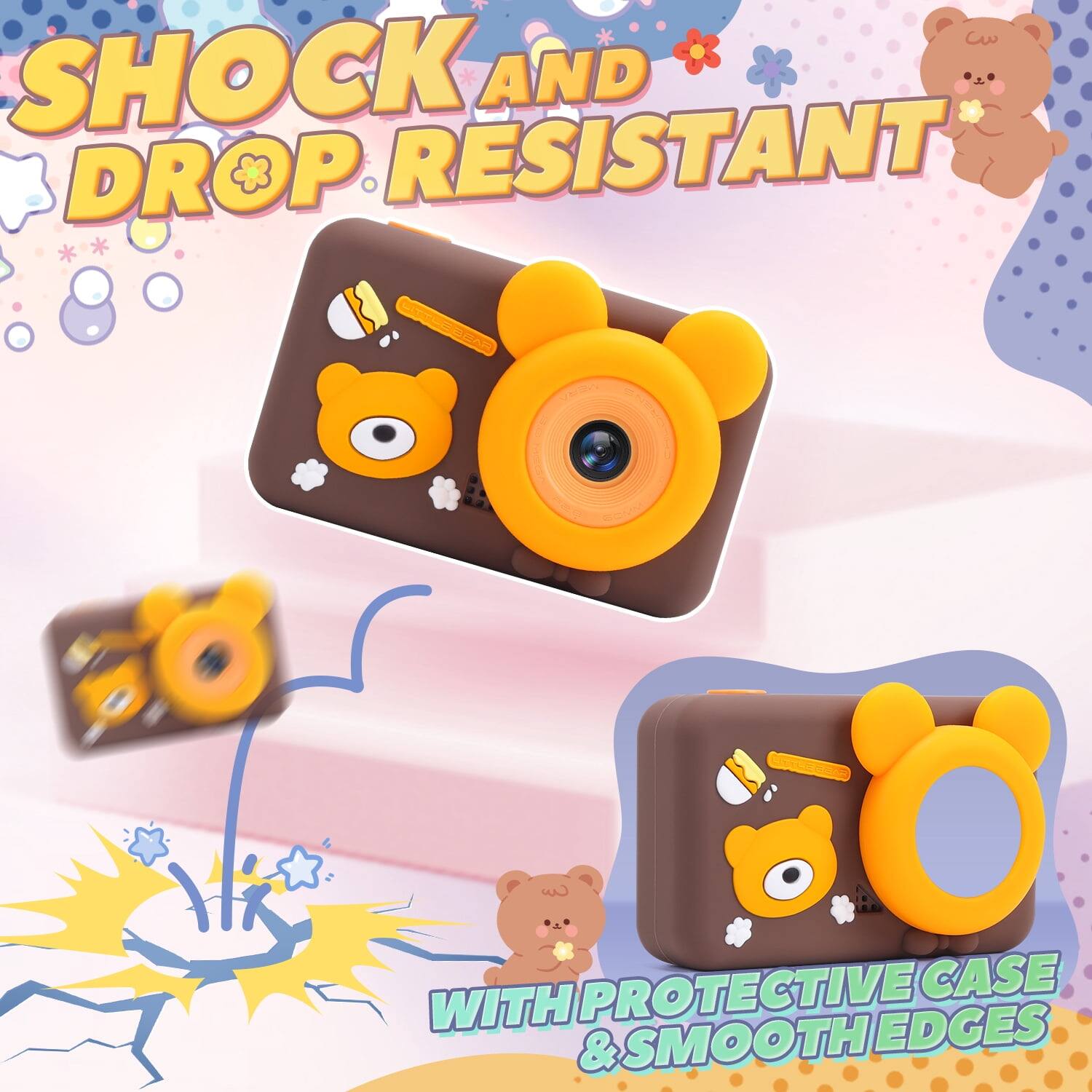 SHOCK AND DROP RESISTANT  
WITH PROTECTIVE CASE & SMOOTH EDGES