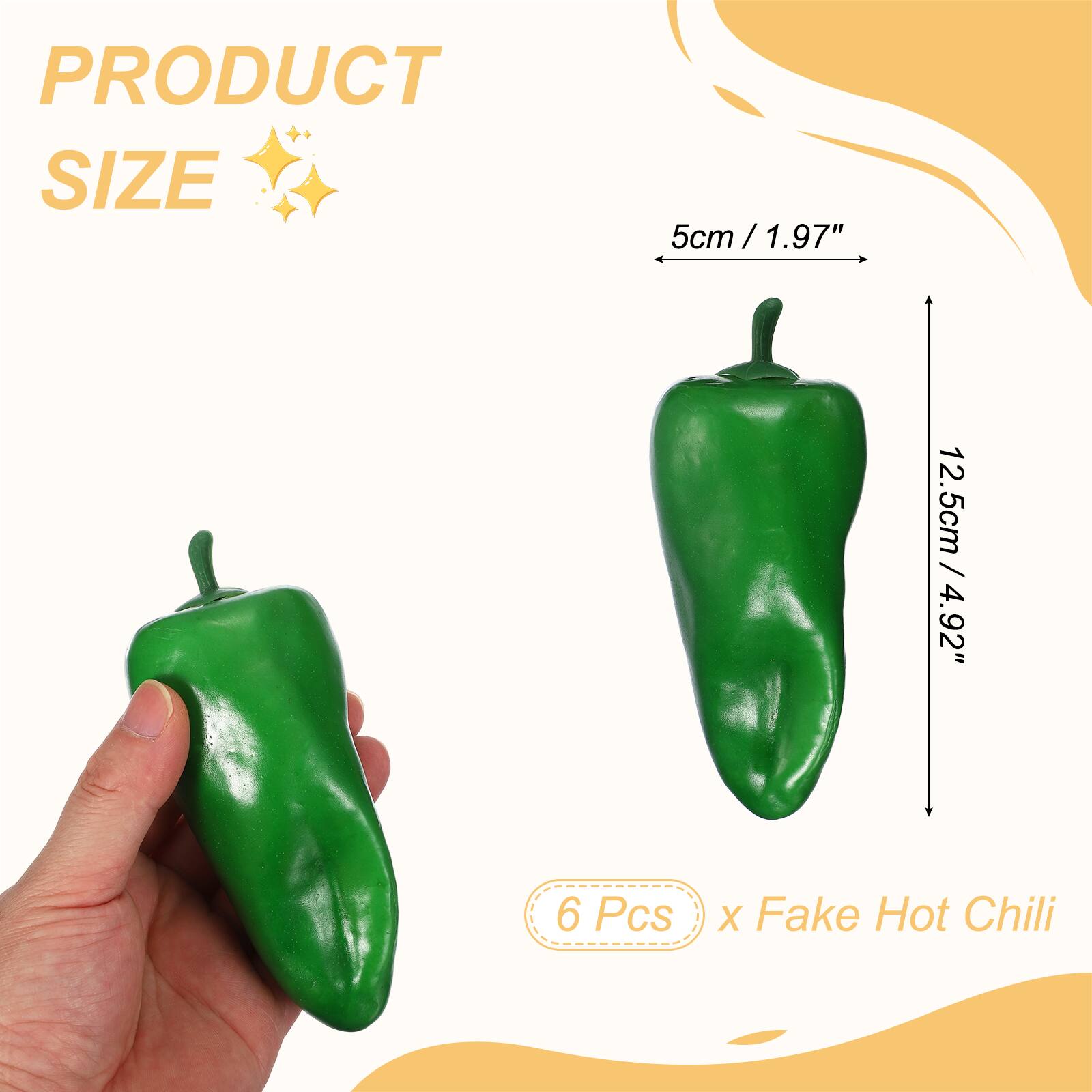 PRODUCT SIZE  
5cm / 1.97"  
6 Pcs x Fake Hot Chili