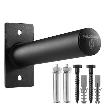 Front. Philosophy Gym - Wall Mounted Olympic Weight Plate Holder - Fits 2-in Weight Plates - Black.