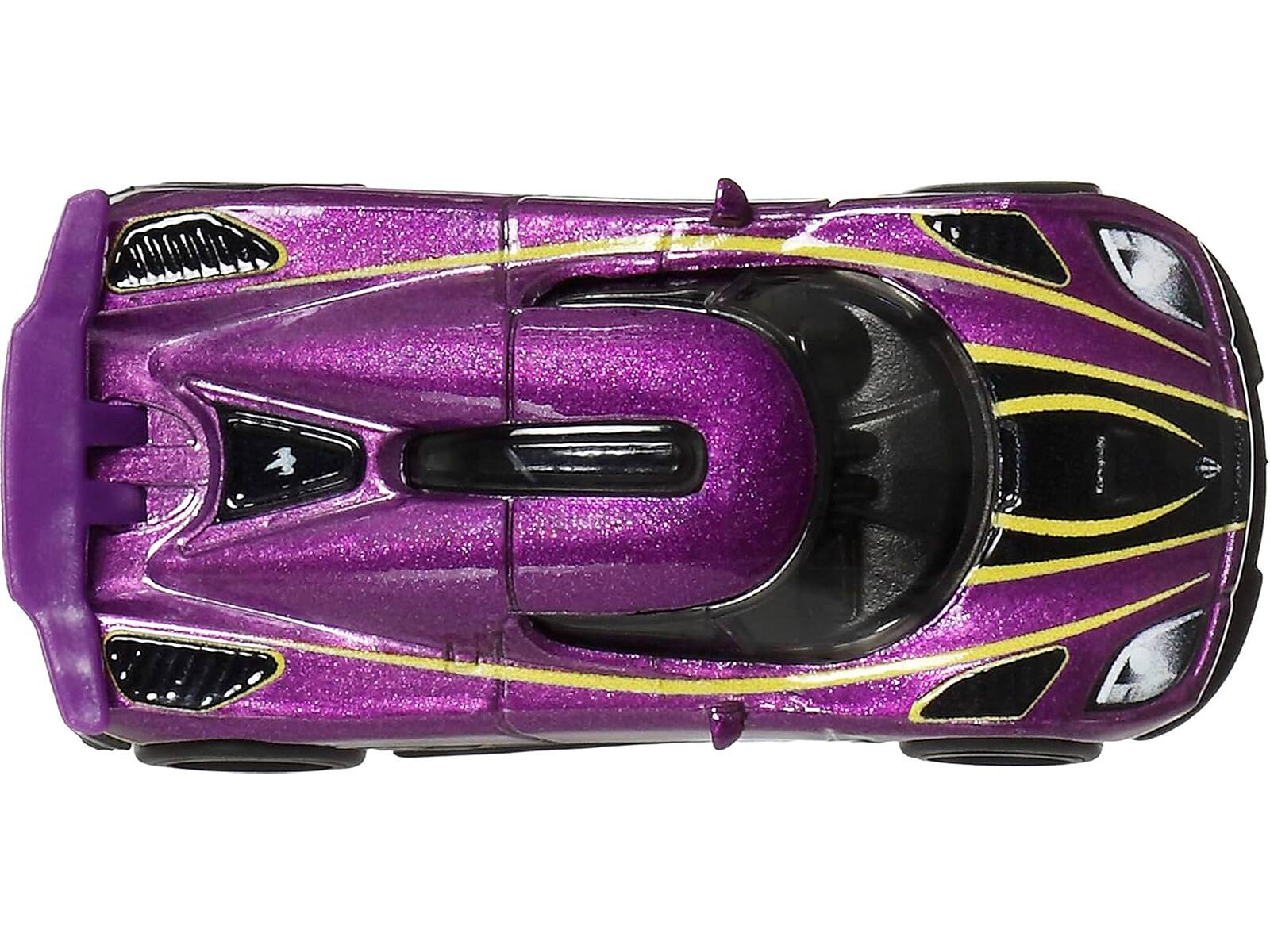 Back. Hot Wheels - Koenigsegg Agera R Purple Metallic with Black and Yellow Stripes "Timeless Icons" Series Diecast Model Car by Hot Wheels - Purple Metallic with Black, Yellow.
