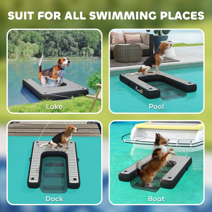Water Ramp Up Pawhut Inflatable Dog Boat Ramp, Floating Water Ramp for Dogs Up to 286 ...