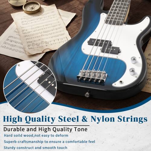 High Quality Steel & Nylon Strings  
Durable and High Quality Tone  
Hard solid wood, not easy to deform  
Superb craftsmanship to ensure a comfortable feel  
Sturdy construct and smooth touch