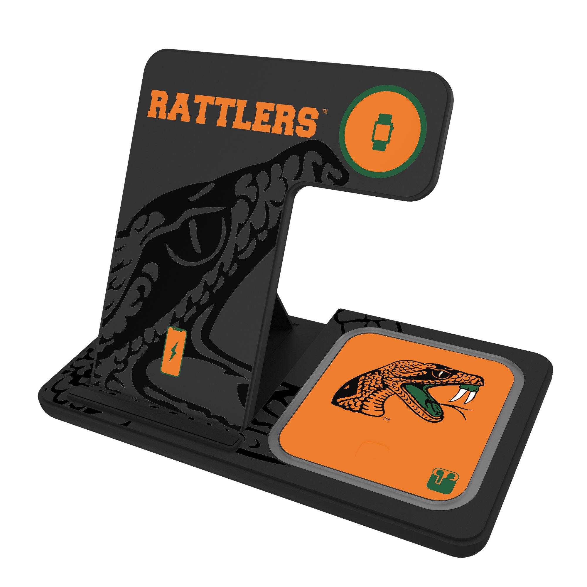Front. Keyscaper - Florida A&M Rattlers Three-in-One Charging Station - Black.