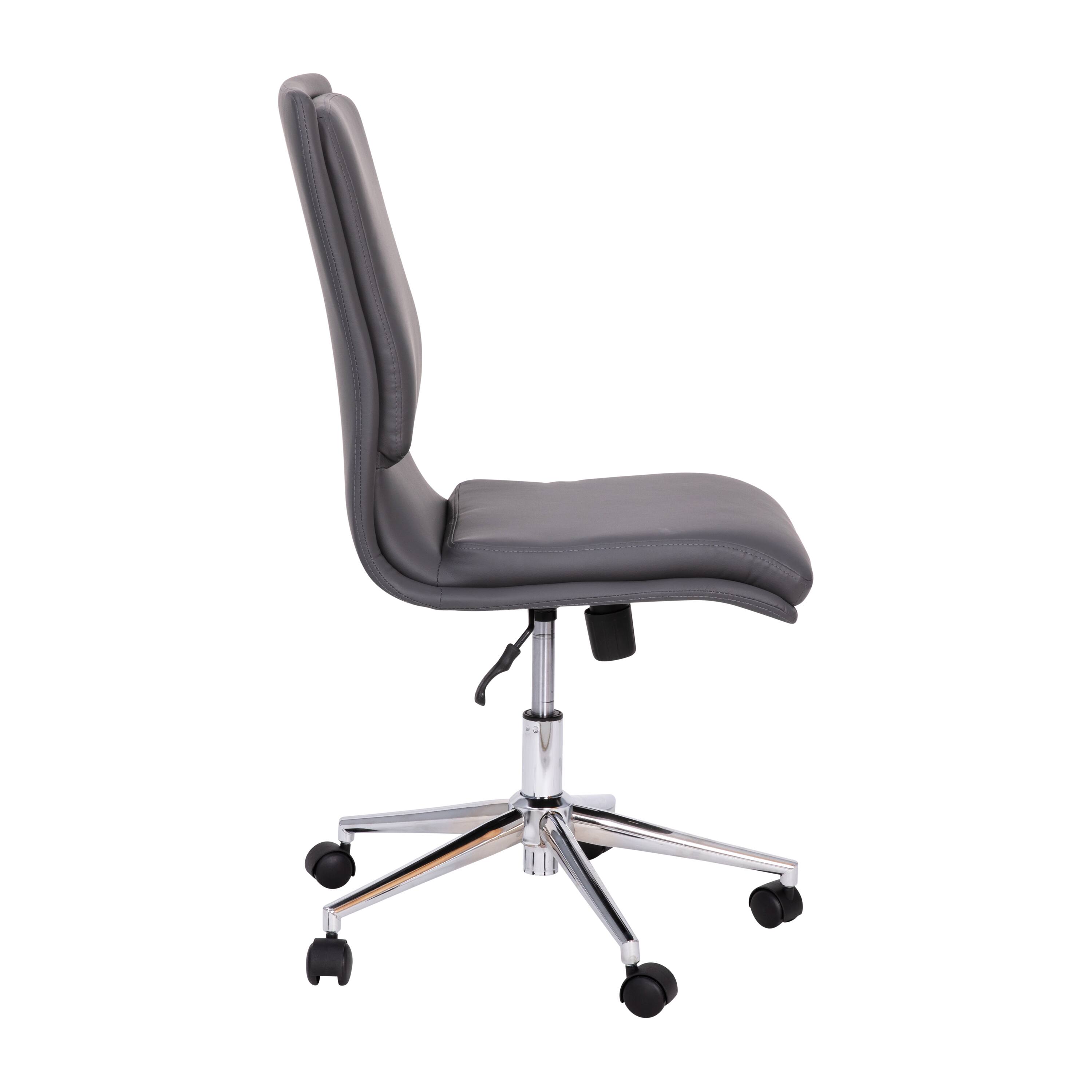 Alt View 8. Emma + Oliver - Ziva Modern Faux Leather Upholstered Mid-Back Home Office Chair with 5 Star Base and Pneumatic Seat Height Adjustment - Gray.
