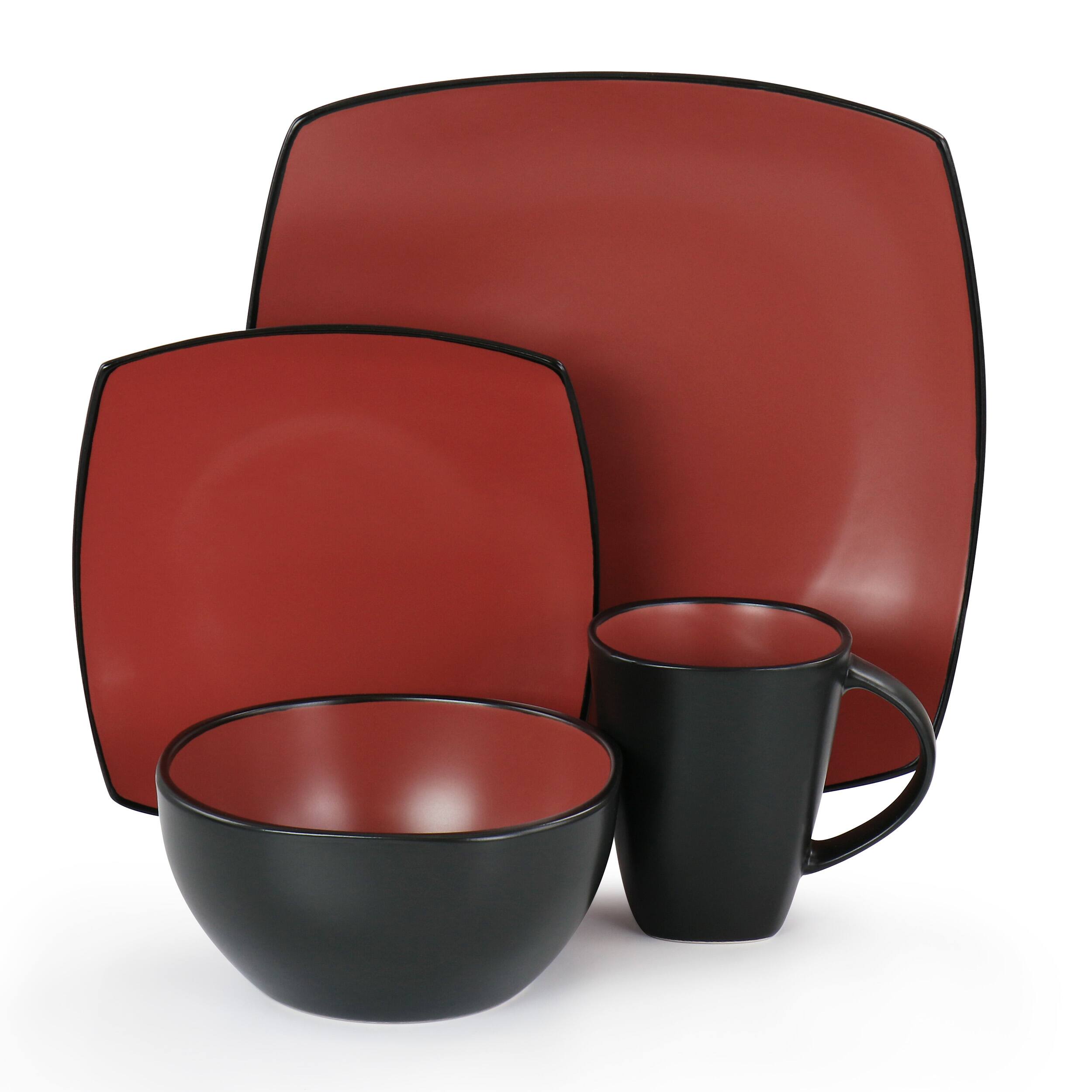 Alt View 1. Gibson - Gibson Elite Soho Lounge 16 Piece Matte Glazed Stoneware Dinnerware Set in Red - Red.
